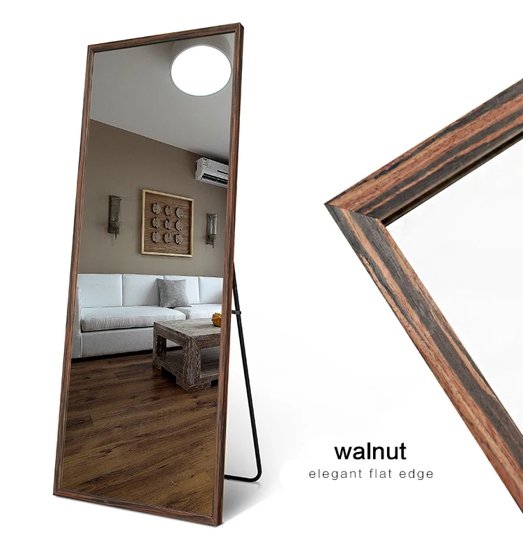 Simple wood floor mirror floor full length bedroom bracket fitting mirror wall mirror
