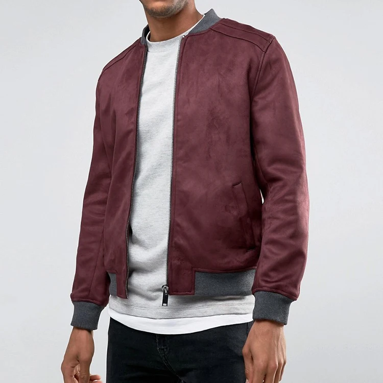 Wholesale Custom Zip Bomber Jacket casual Suede Bomber Jackets Men
