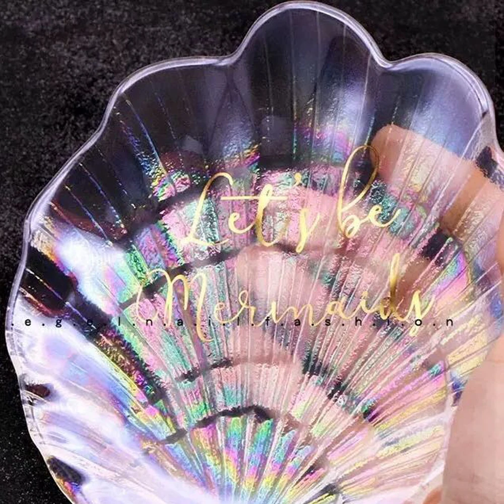 
Iridescent Decor Tray Shell Plate Colorful Shell Shaped Charger Plates Shell Plate 