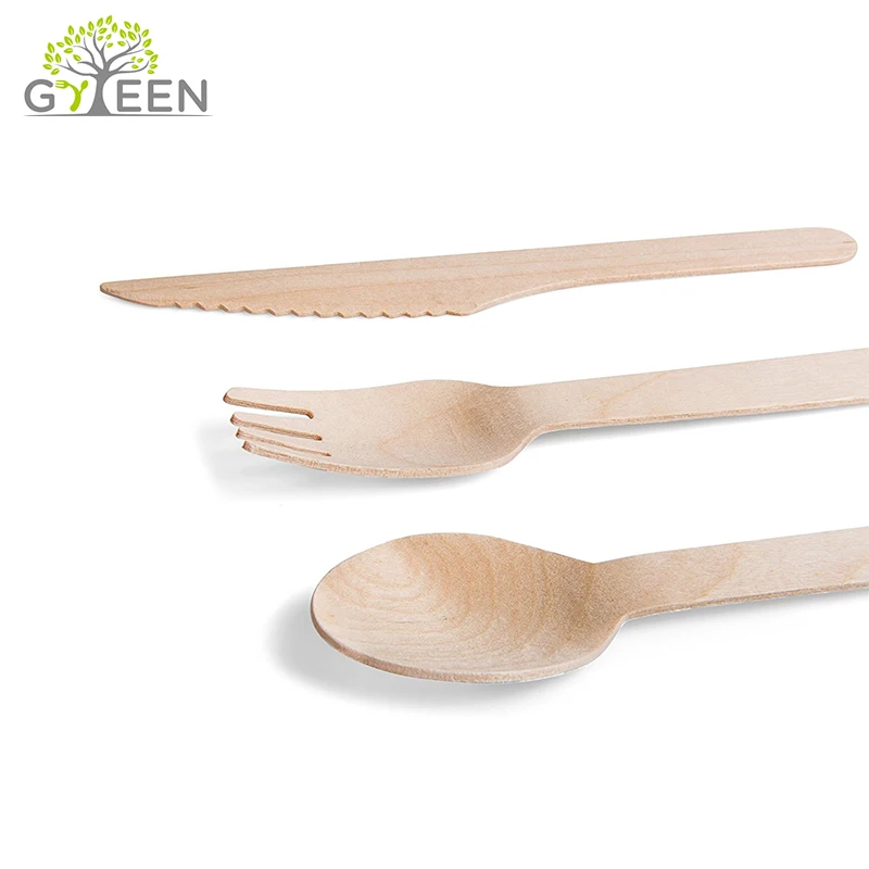 Eco-friendly Wood Cutlery Disposable Spoon Knife And Fork Set