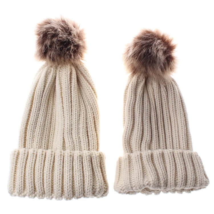 Sell ladies childrens baby cute winter knitted sports hat with pom pom