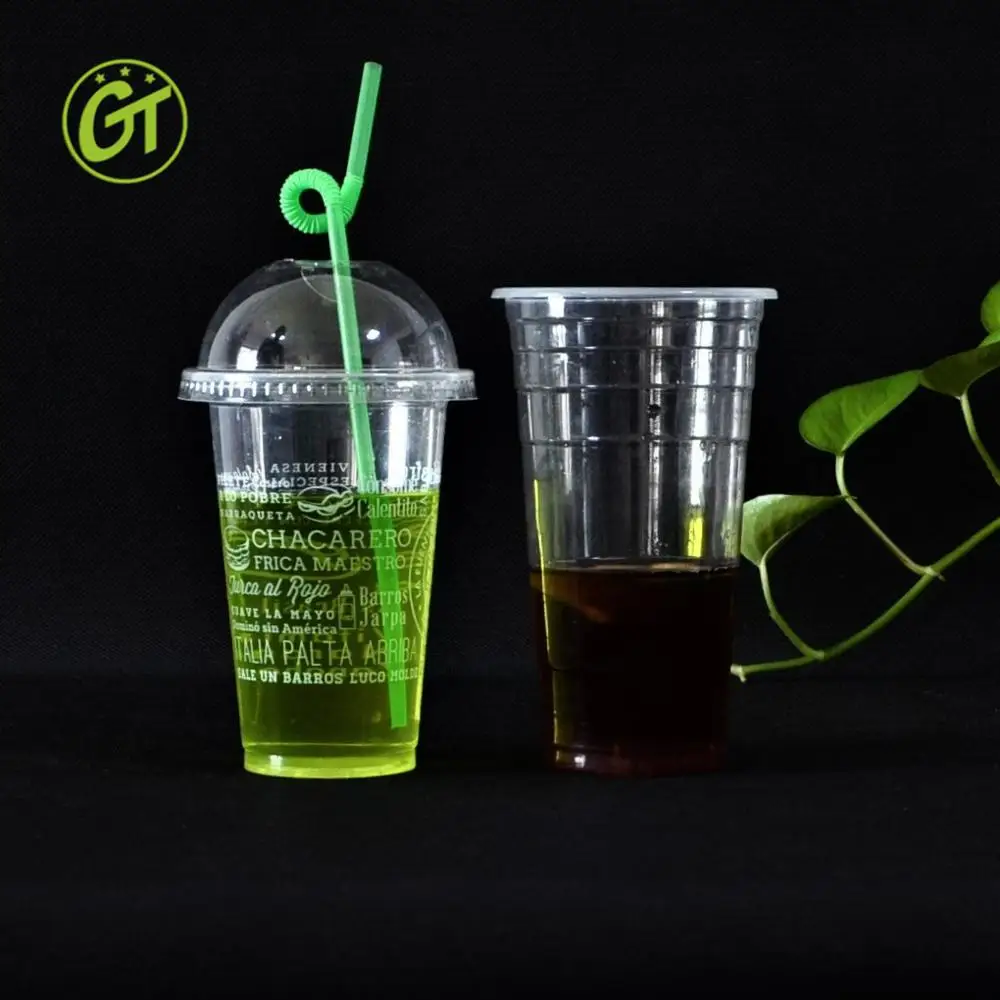 Disposable Plastic Cup for Juice Beverage Bubble Tea Cups with Straw Juice and milkshakes takeaway glasses