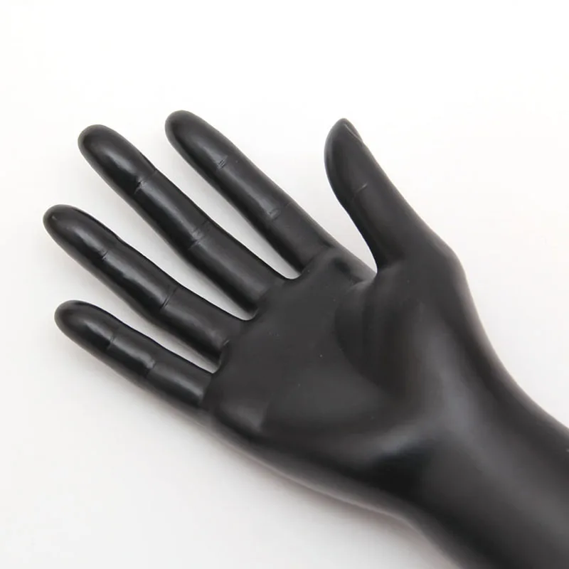 One Pair Black Skin Plastic PVC Male Mannequin Hand Gloves Display Hands