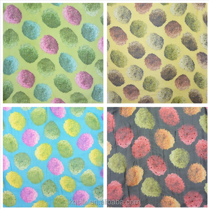 
Popular jewelry hot fix rhinestone silk george printed silk georgette fabric 