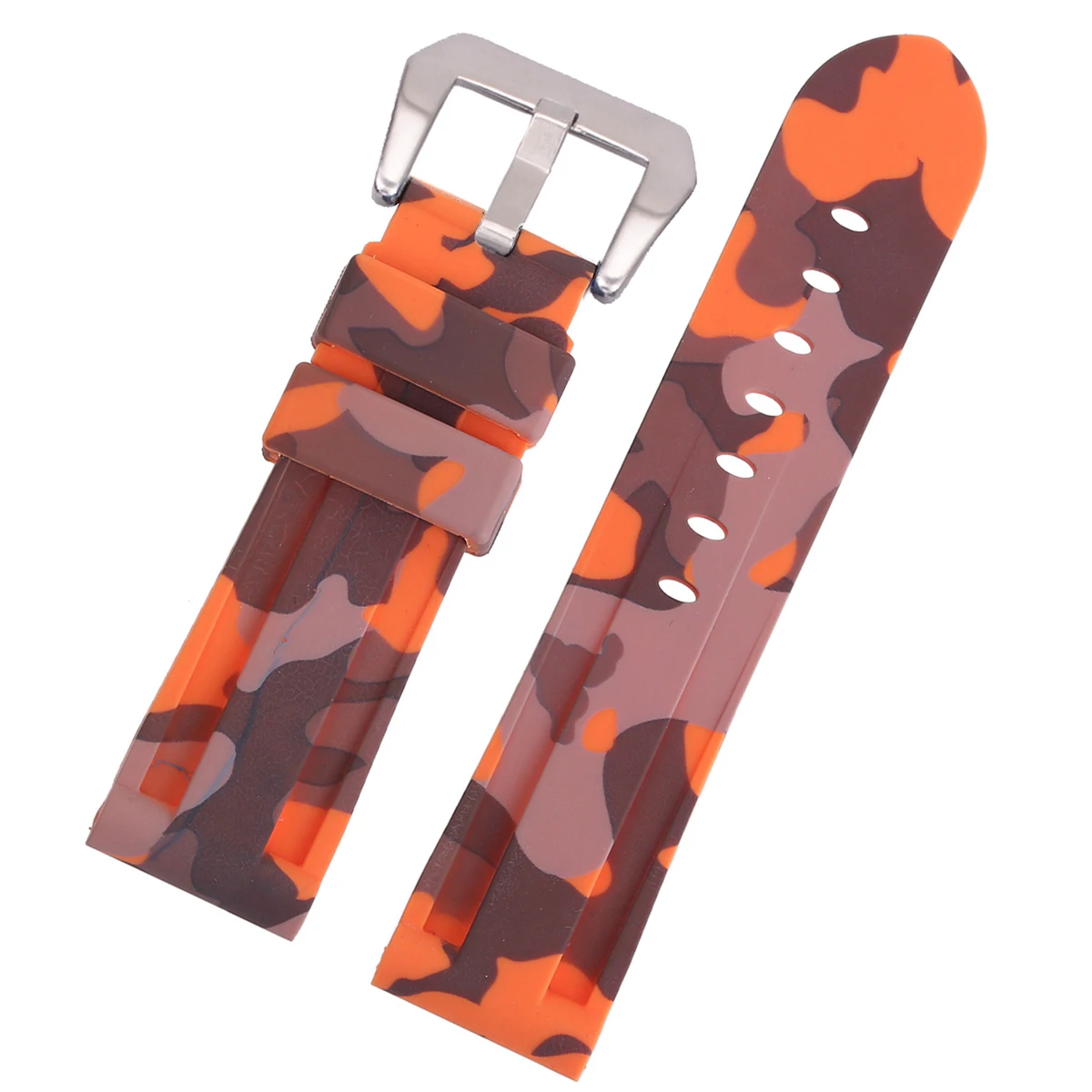 LAIHE 20mm 22mm 24mm Digital Camouflage Rubber Watchband  for Men Silicone Rubber Watch Strap Wrist Band