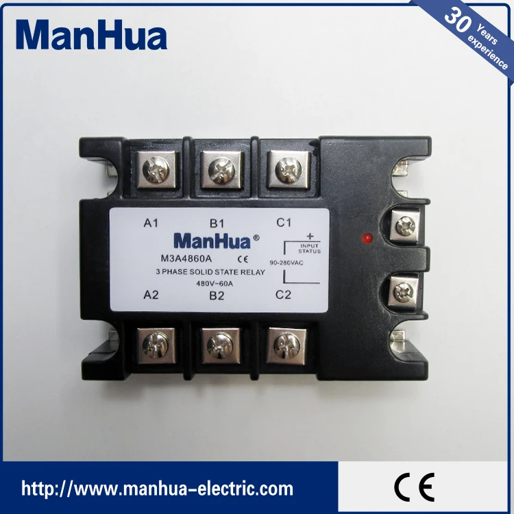 Oem MANHUA трехфазный AC к сети переменного тока 90-280VAC к 480VAC 60A черный твердотельные реле / SSR реле с CE