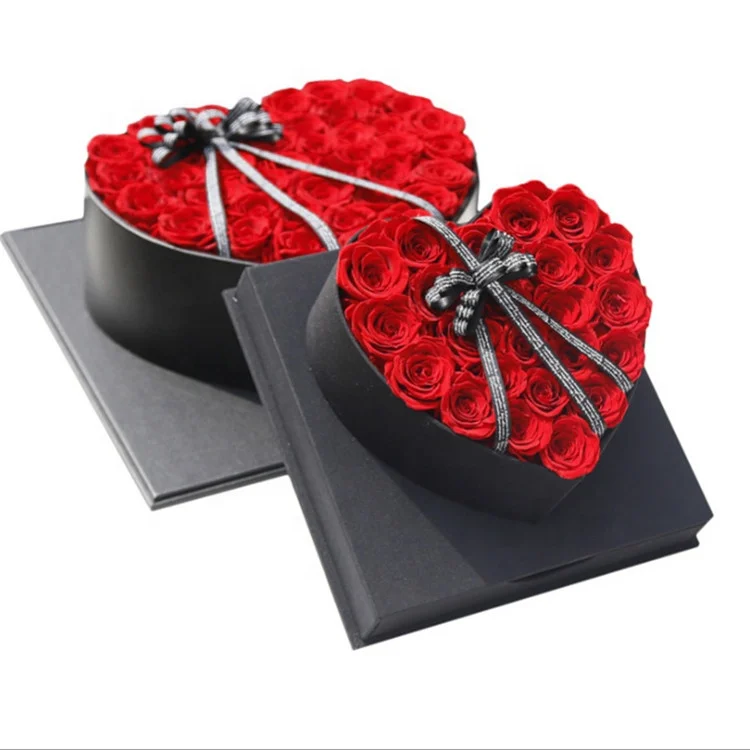 Лучший подарок на Рождество, День Святого Валентина, сохраненные цветы в форме сердца, сохраненная Роза в подарочной коробке
