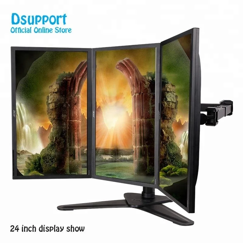 Настольная трехэкранная подставка 10-30 дюймов, без движения, держатель для монитора с 3 экранами, монтажная рукоятка, нагрузка 10 кг каждый