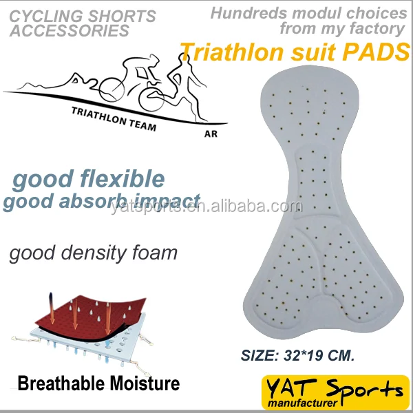 men Cycling tri suit pads needle punch holes High density impact absorb large dimension chamois Triathlon shorts pads