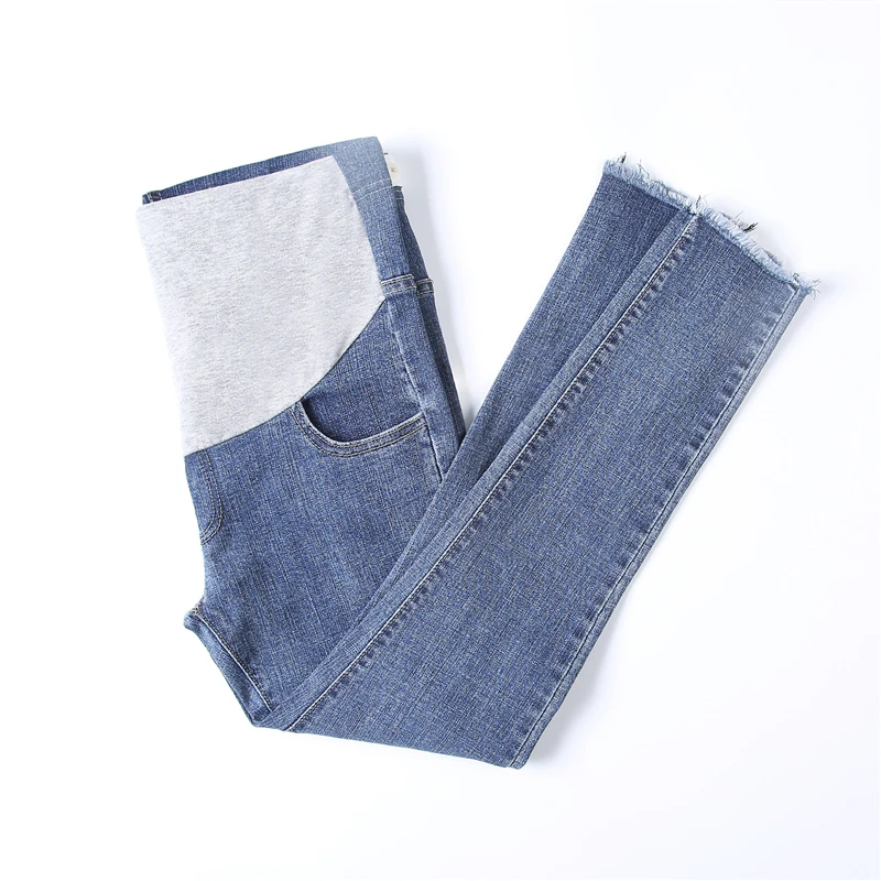 
KY pregnant tube High rise waist Over the bump jersey belly band waistband Skinny fit maternity jeans 