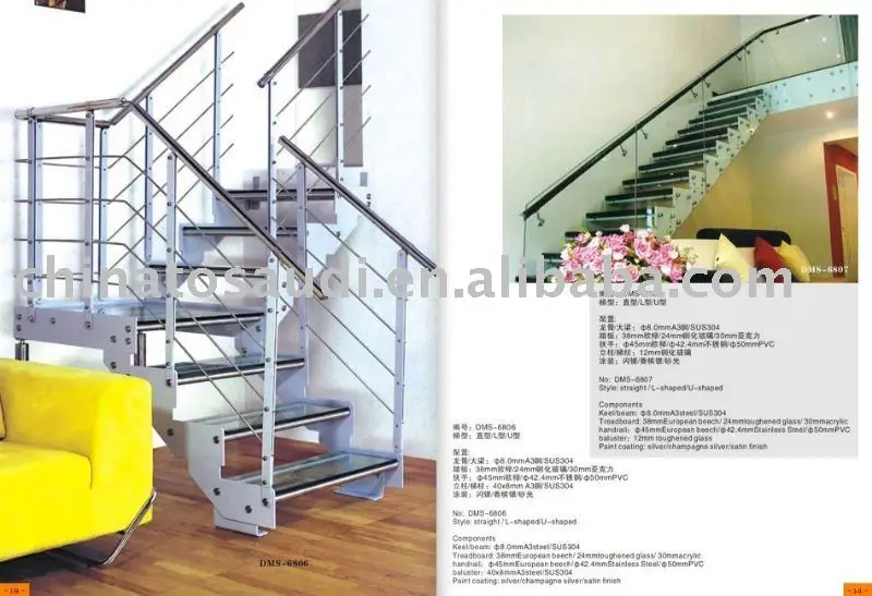 
Good Quality stainless Steel and wooden staircase 