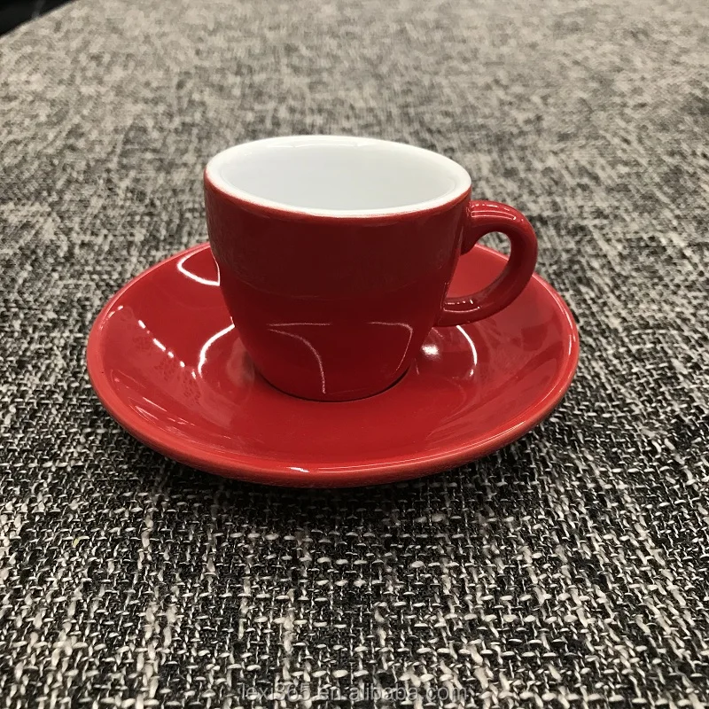 Alibaba Hot Sale Good Quality Professional Ceramics Italian Espresso Cups Cafe Fresh Red Color