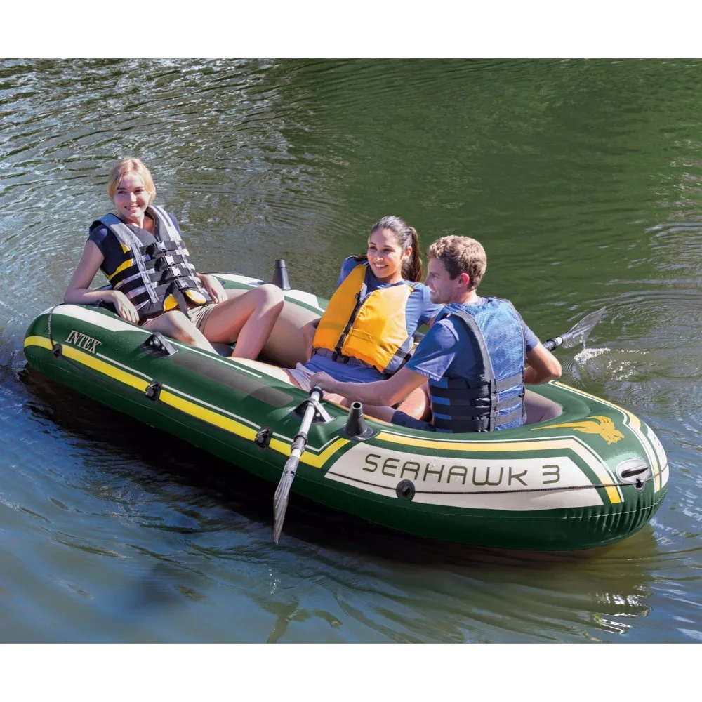 INTEX 68380 Excursion Seahawk 3 Person  Oars And Pump Inflatable  Dinghy Fishing Raft Boats  Set