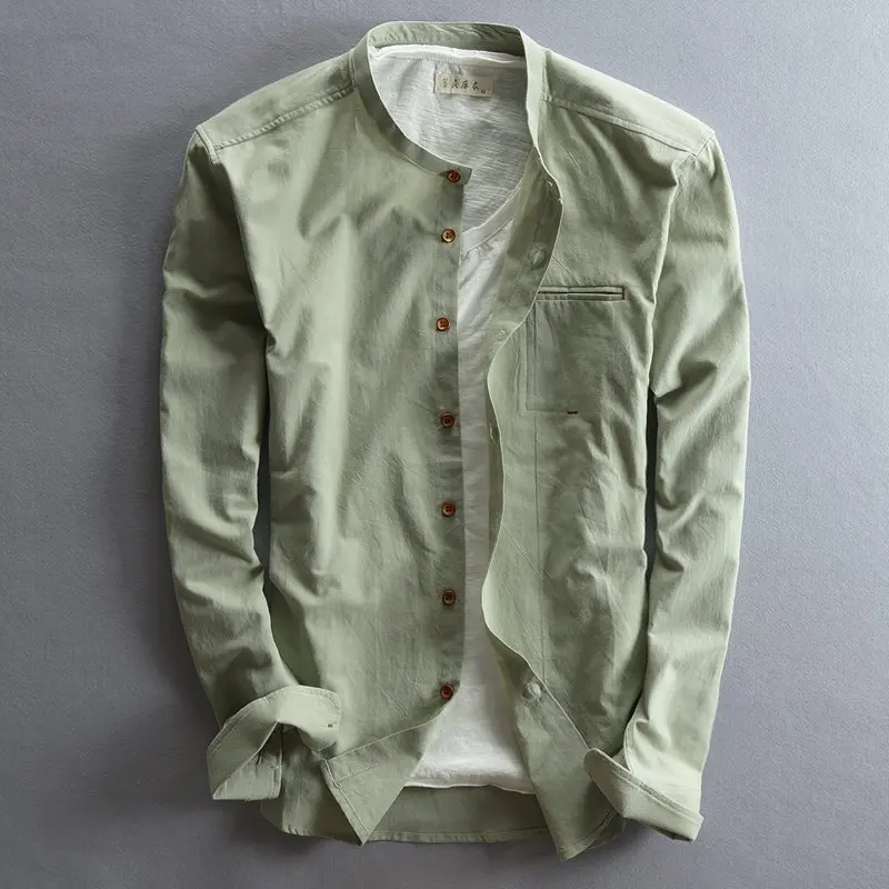 Оптовая продажа, мужские рубашки на пуговицах, хлопковые рубашки с длинными рукавами на заказ из конопли