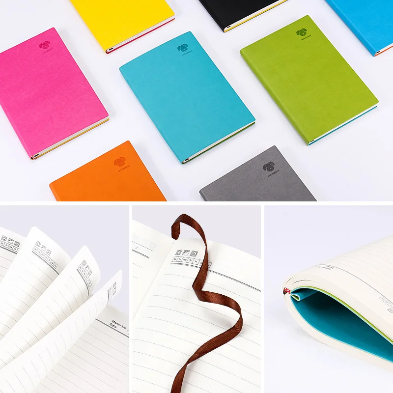 Diary planner notebook  colorful PU leather soft cover student notebook diary organizer  inner page design A5