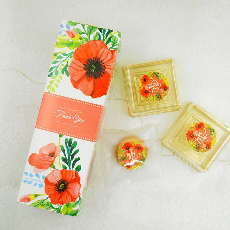 custom design colored premium matte Round Thank You Floral Watercolor Self Adhesive paper Sticker Labels Seal for cake use