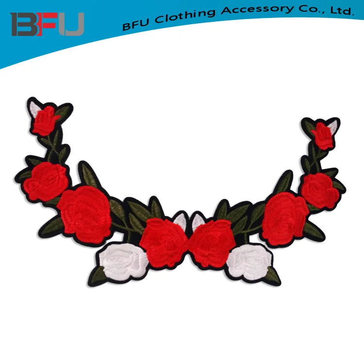 wholesale embroidered crochet flower patches custom embroidery factory stock