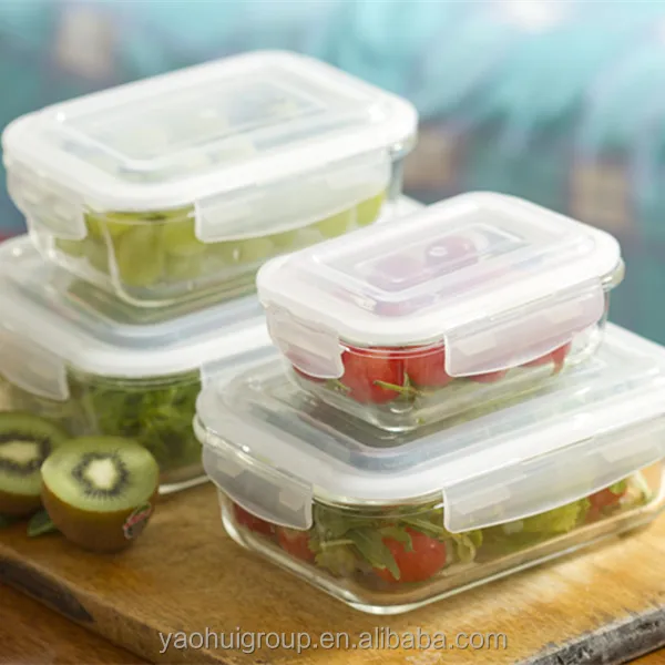 3 PC Glass Food Storage with Colorful lid stocks
