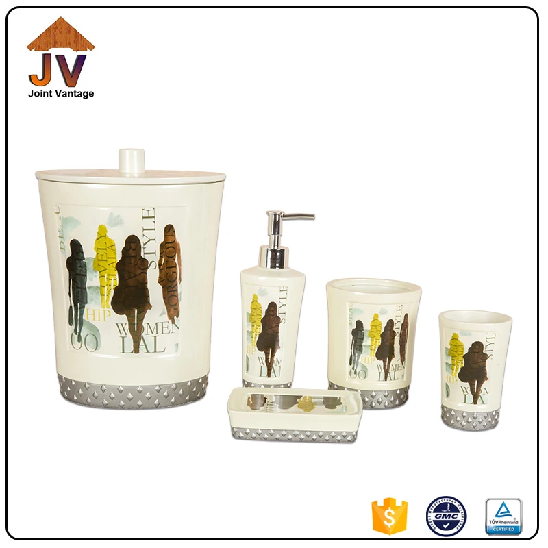 Full Hotel Luxury 6 Pieces Accessories Bathroom Set Lotion Dispenser Soap Dish Toothbrush Holders Toilet Brush Holder