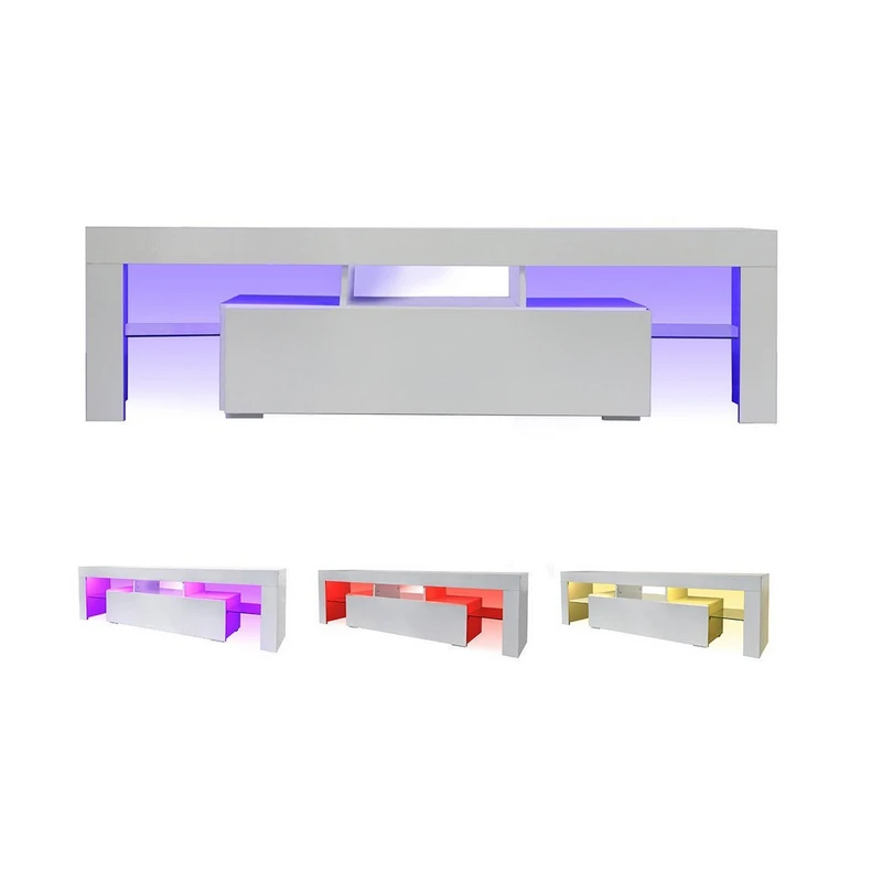 High Gloss TV Stand with LED Light Wooden TV Cabinet Modern TV Table for Living Room