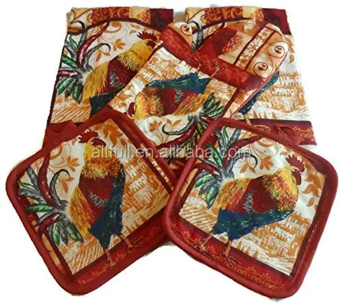 China wholesale and hot sale Kitchen Towel Set 5 Piece Towels Pot Holders Oven Mitt Decorative Design Everyday Use (60366065339)