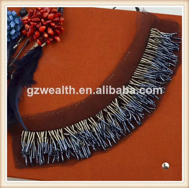новые дизайна стекла бисером край/бахромой декольте для одеёды украшение сделано в китае