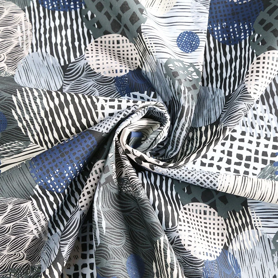 
Low MOQ 85%Cotton 15%Linen digital printed woven fabric for shirt 