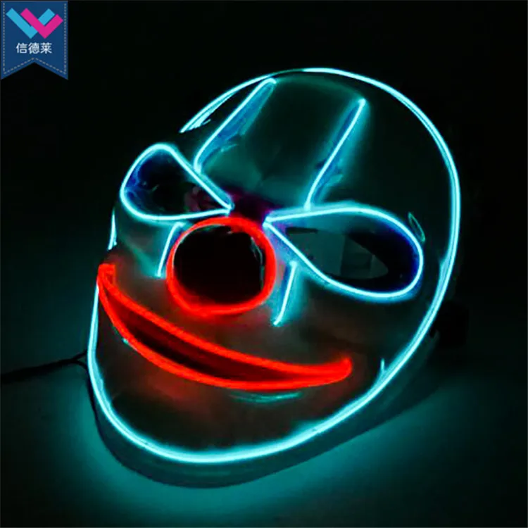 Halloween Mask Clown LED Mask Scary EL Wire Light up Masks Club Party Costume