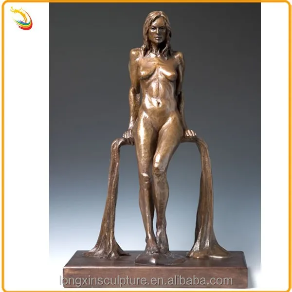 Modern garden decoration carved polished casting  bronze beautiful sexy woman sculpture