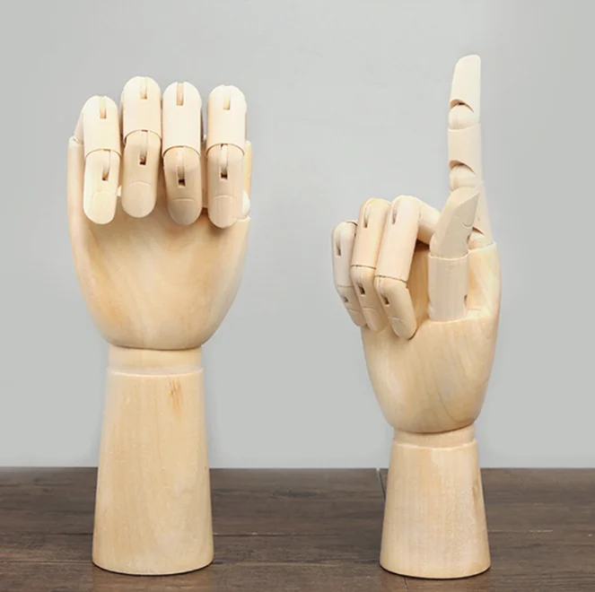 12inch 30cm MRAZ Cheap Price  handmade natural unique drawing very young wood articulated hand, wooden hand