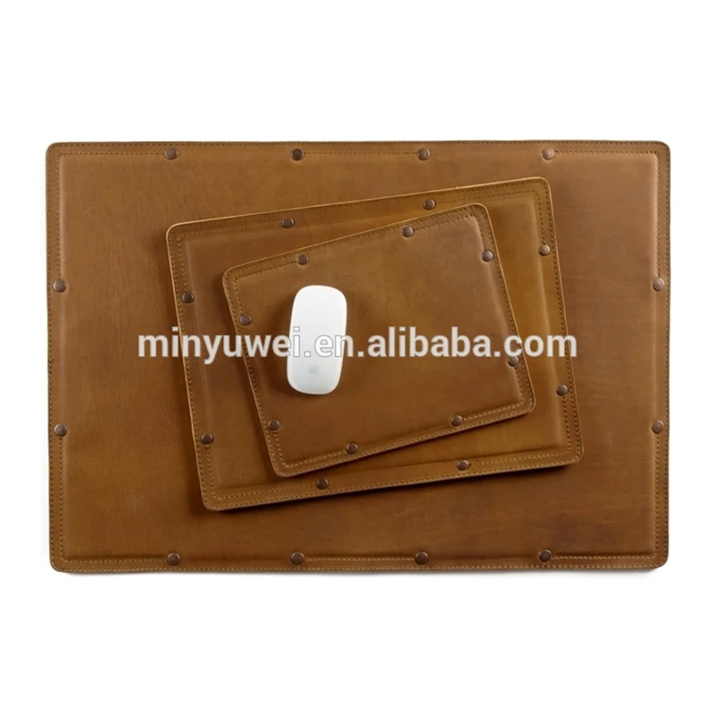 handmade vintage leather desk pad sets for office