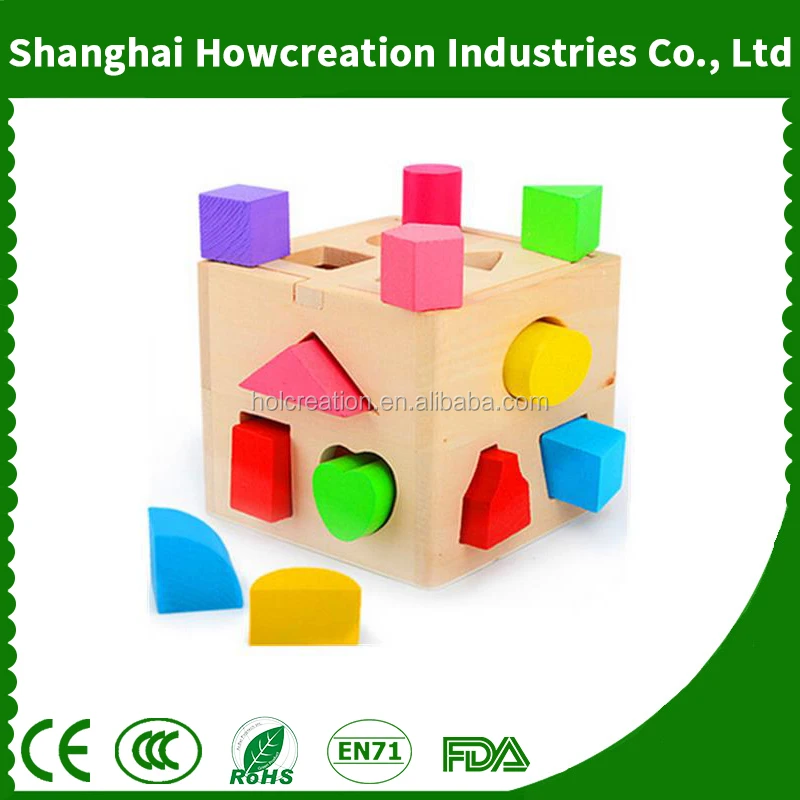 Pre-school Education  Shape Sorting Cube - Classic Wooden Toy With 12 Shapes
