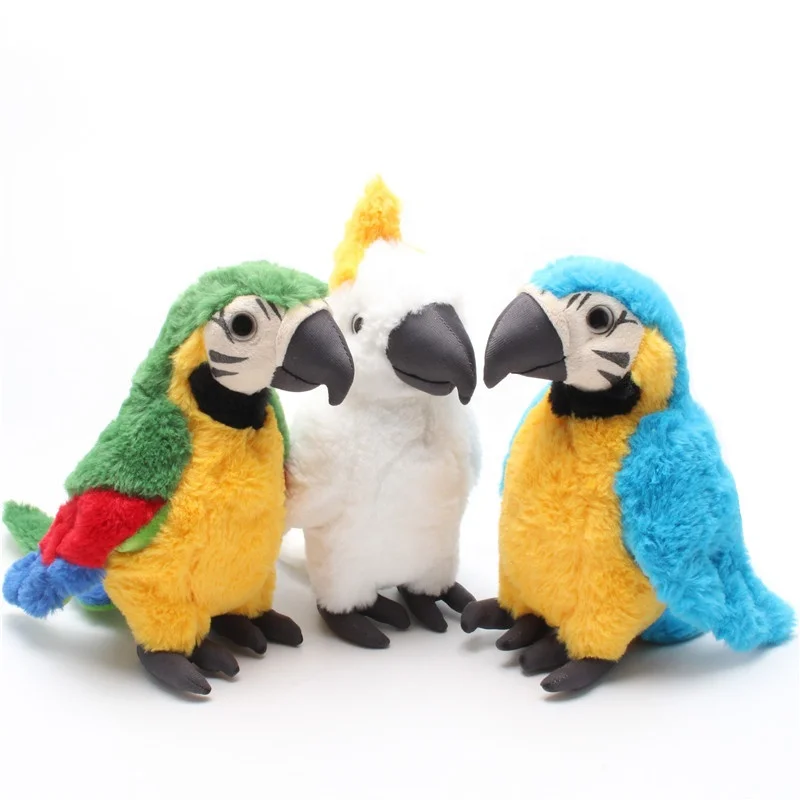 
laughing recordable talking parrot plush toy speaker 
