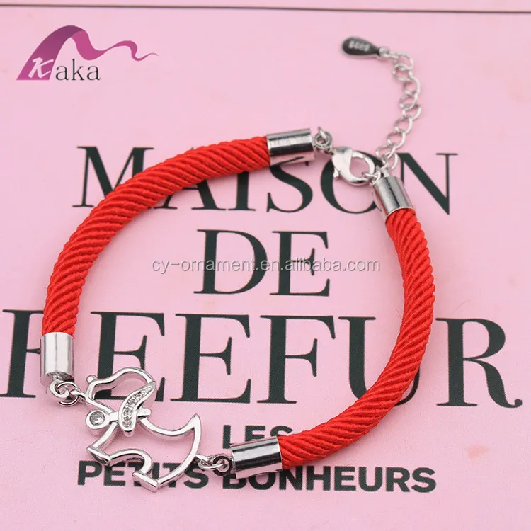 
New arrival dog shaped tungsten bracelet with red rope for men and women 
