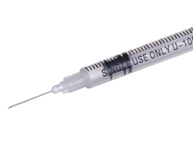 Одноразовый оранжевый шприц для инсулина с иглой, 0,5 мл, 1 мл