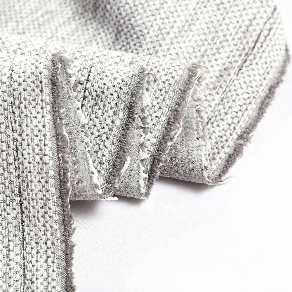 Sofa Weave Upholstery Fabric 100% White Polyester Cotton Textile Fabric By Rolls
