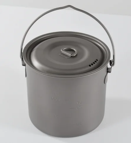 Titanium single-walled cup for one person hiking, camping 750ml-1550ml