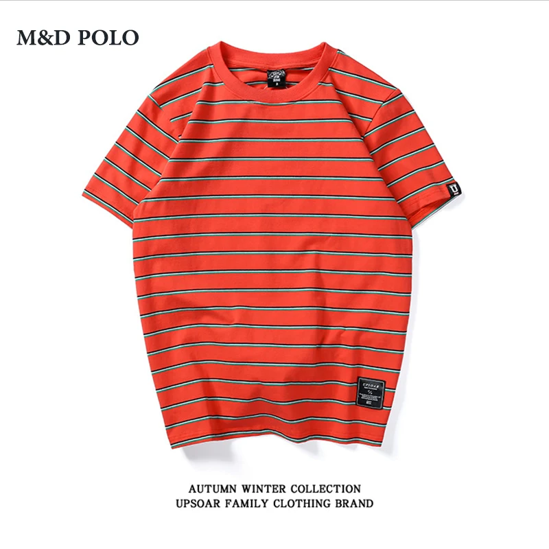 Wholesale 100% Cotton Custom Promotional Plain Collar Neck Ringspun Short Sleeves Green Stripe t shirt