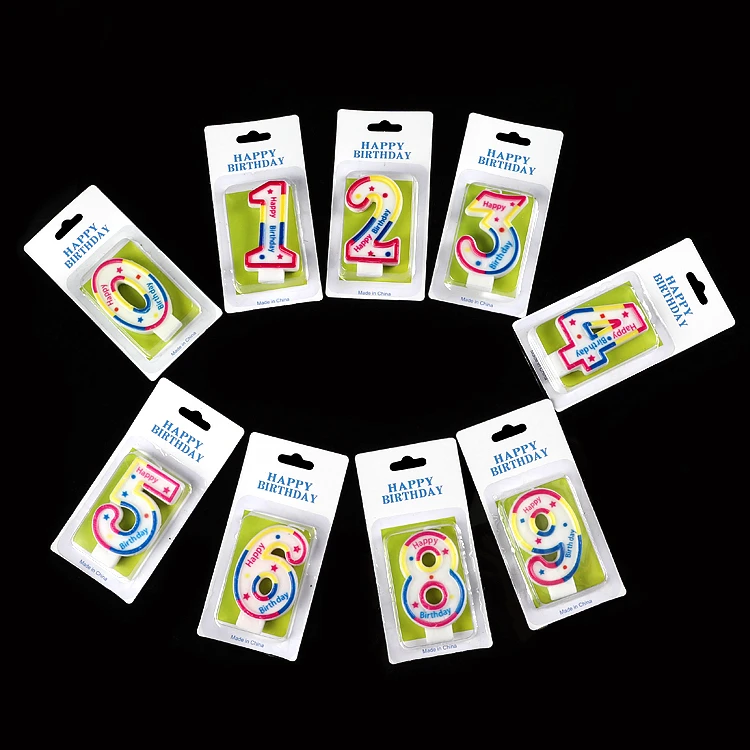 Rainbow Colorful Outline Happy Birthday Decoration and Star Printed Number Candle