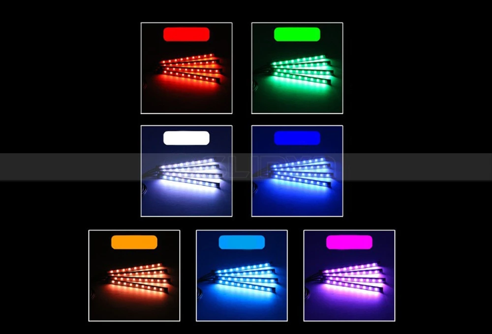 Car Interior Atmosphere Decoration Music Remote Control RGB SMD Flexible Led Light Strip