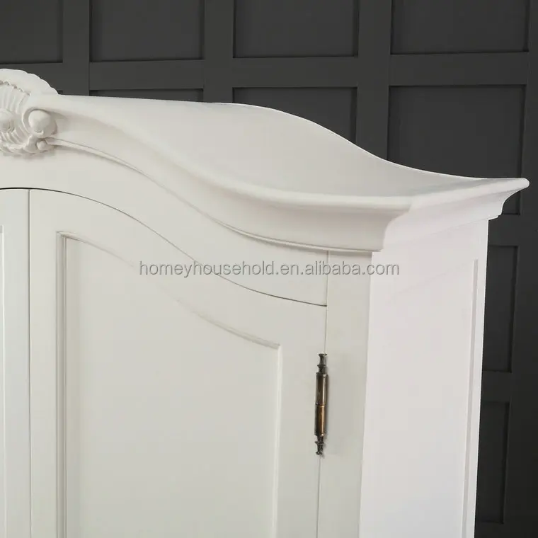  Шкаф для спальни в французском барочном стиле с ручной росписью 2 двери цвета слоновой кости белый MDF деревянный