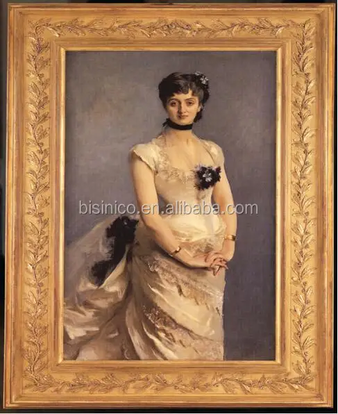 Antique Arts & Crafts Picture Frame Carved Giltwood Oil Painting, Home Decor Art