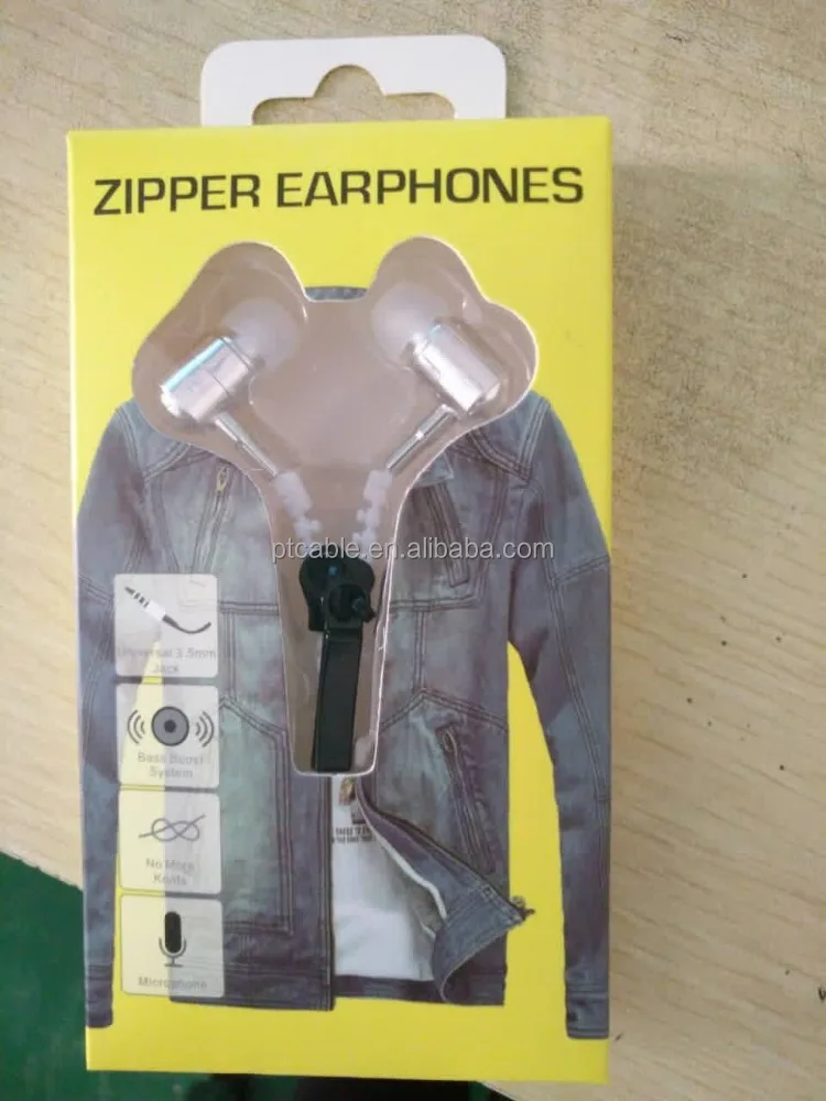 Hot Sale Glow In The Dark Earphones Glow Earbuds Metal Zipper Glowing Headset Luminous Light Stereo Handsfree With Mic