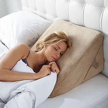 Folding Bed Wedge, Wedge Foam Wedge Bed Support Pillow with Memory Foam Top and Removable Cover