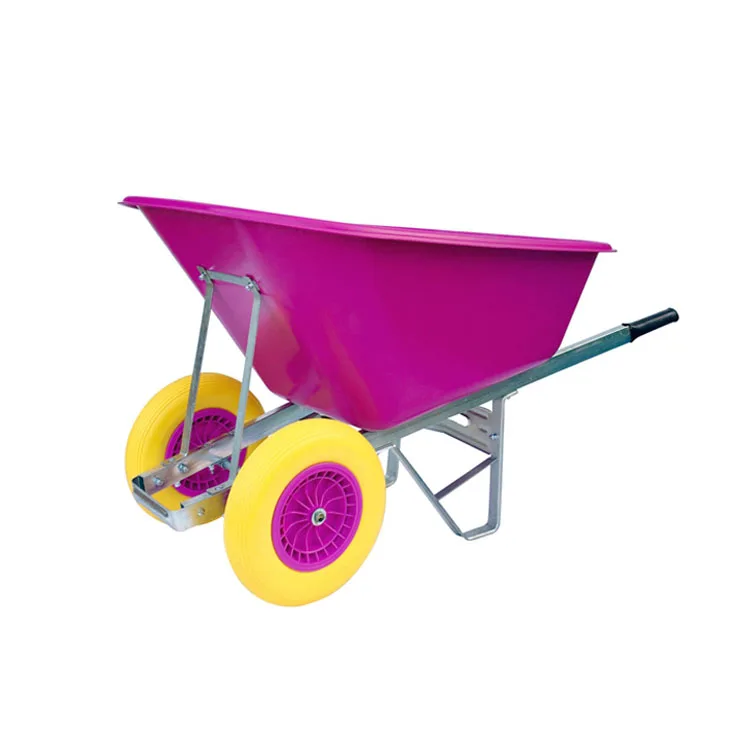 Pink Twin Wheel Wheelbarrow wb9800 With Puncture Proof Wheel 200 Liter Blue