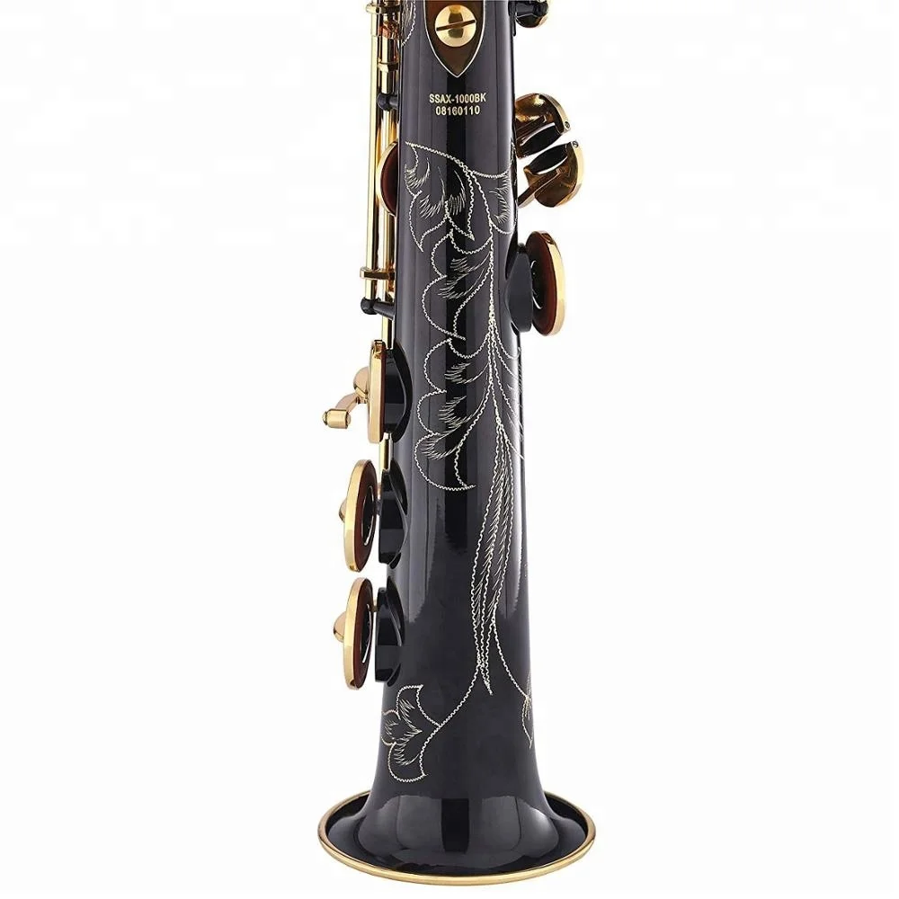 
Black Lacquer Gold Keys B Flat Bb Straight Soprano Saxophone 