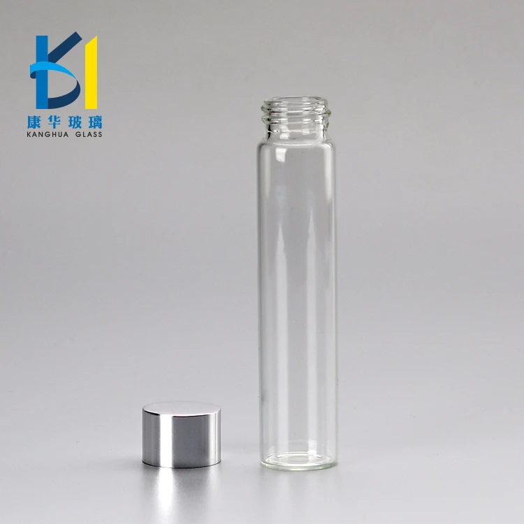 20ml Labeling Flat Bottom Glass Test Tube Bottle With Silver Plastic Screw Cap 5ml 10ml 15ml