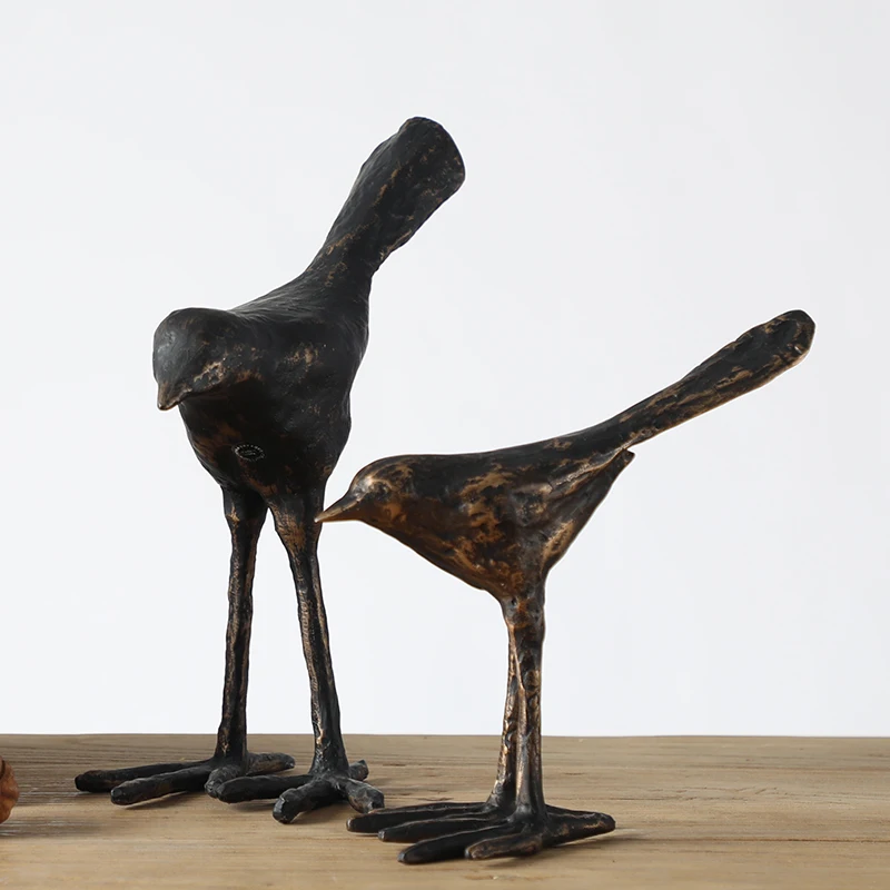 Table Decoration Bronze Textured  Abstract Bird Sculpture Resin