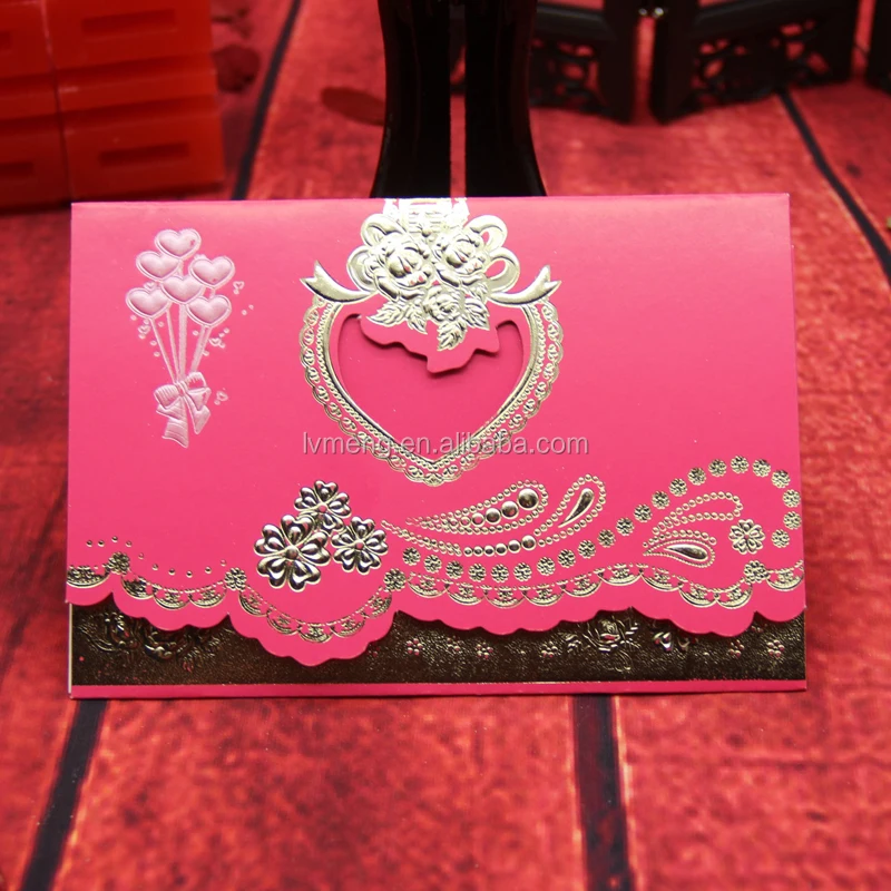 Romantic wedding invitation card hot stamping/ new arrival cheap price wedding small cards