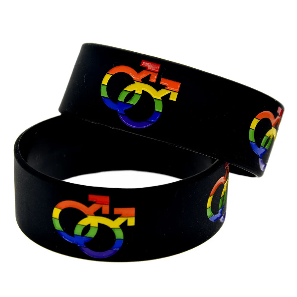 Gay Lesbian LGBT clear rainbow silicone writable rubber wristband custom bracelet cheap